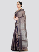 PinkLoom Women's Brown Silk Kanjeevaram Saree