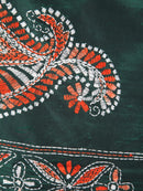 Pinkloom Green Handloom Silk Embroidered Katha Stitch Work Saree