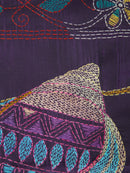 Pinkloom Blue Handloom Silk Embroidered Katha Stitch Work Saree