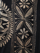 Pinkloom Black Handloom Silk Embroidered Katha Stitch Work Saree