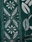 PinkLoom Women's Green Embroidered Kantha Work Silk Saree