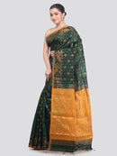 Pinkloom Green Handloom Cotton bleand Saree