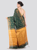 Pinkloom Green Handloom Cotton bleand Saree