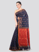 Pinkloom Blue Handloom Cotton bleand Saree