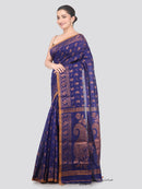 Pinkloom Blue Handloom Cotton bleand Saree