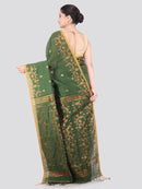 Pinkloom Green Handloom Cotton bleand Saree