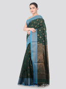 Pinkloom Green Handloom Cotton bleand Saree