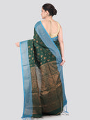 Pinkloom Green Handloom Cotton bleand Saree