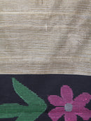 Pinkloom Black Handloom Cotton bleand Saree