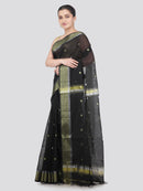 Pinkloom Black Handloom Cotton bleand Saree