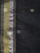 Pinkloom Black Handloom Cotton bleand Saree