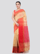 Pinkloom Beige Handloom Cotton bleand Saree