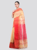 Pinkloom Beige Handloom Cotton bleand Saree