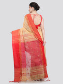 Pinkloom Beige Handloom Cotton bleand Saree