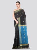 Pinkloom Black Handloom Cotton bleand Saree