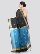 Pinkloom Black Handloom Cotton bleand Saree
