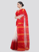 Pinkloom White Handloom Cotton bleand Saree