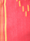 Pinkloom White Handloom Cotton bleand Saree