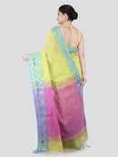 Pinkloom Green Handloom Cotton bleand Saree