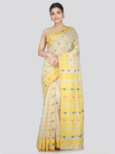 PinkLoom Women's Soft Cotton Jamdani Saree Without Blouse Piece