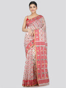 PinkLoom Women's Soft Cotton Jamdani Saree Without Blouse Piece