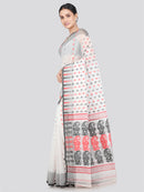 Pinkloom Women's Soft Cotton Jamdani Saree Without Blouse Piece