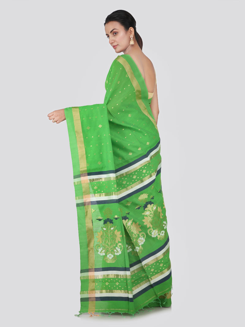 PinkLoom Women's Cotton Silk Saree With Blouse Piece (DP-HSLK7-0145_Green)