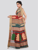 Women's Handloom Cotton Silk Saree With Blouse Piece