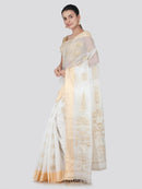 PinkLoom Women's Cotton Silk Saree (GHCA6_White)