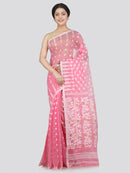 Women's Soft Cotton Blend Jamdani Saree Without Blouse Piece