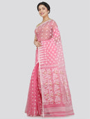 Women's Soft Cotton Blend Jamdani Saree Without Blouse Piece
