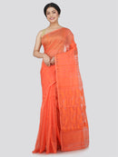 Women's Soft Cotton Blend Jamdani Saree Without Blouse Piece