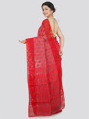 Women's Soft Cotton Blend Jamdani Saree Without Blouse Piece