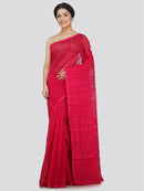 Women's Soft Cotton Blend Jamdani Saree Without Blouse Piece