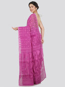 Women's Soft Cotton Blend Jamdani Saree Without Blouse Piece