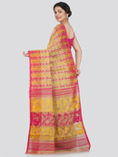 Women's Soft Cotton Blend Jamdani Saree Without Blouse Piece