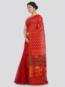 Women's Soft Cotton Blend Jamdani Saree Without Blouse Piece