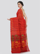 Women's Soft Cotton Blend Jamdani Saree Without Blouse Piece