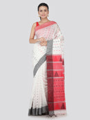 PinkLoom pure cotton saree with blouse piece for women (SPKHD6PKL_White)