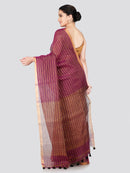 PinkLoom Women's Purple Linen Saree