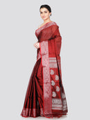 PinkLoom Women's Maroon Silk Kanjeevaram Saree