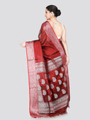 PinkLoom Women's Maroon Silk Kanjeevaram Saree