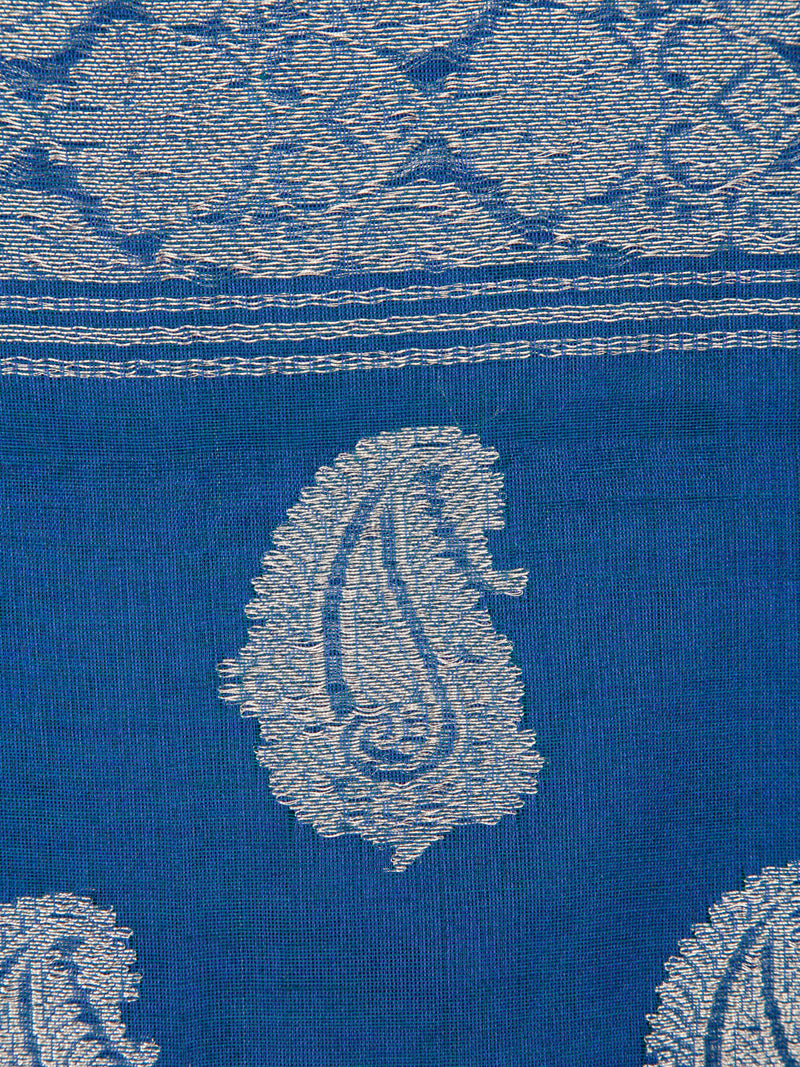 PinkLoom Women's Blue Silk Kanjeevaram Saree