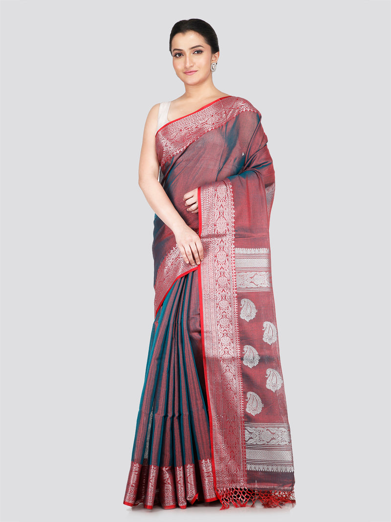 PinkLoom Women's Maroon Silk Kanjeevaram Saree