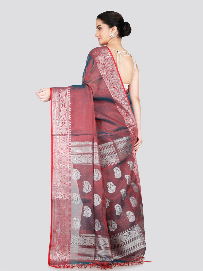 PinkLoom Women's Maroon Silk Kanjeevaram Saree