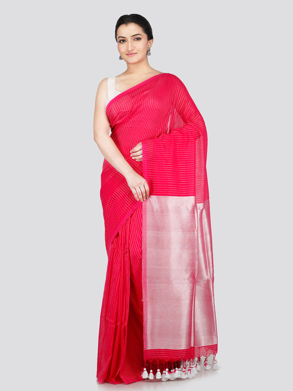 PinkLoom Women's Pink Cotton Saree