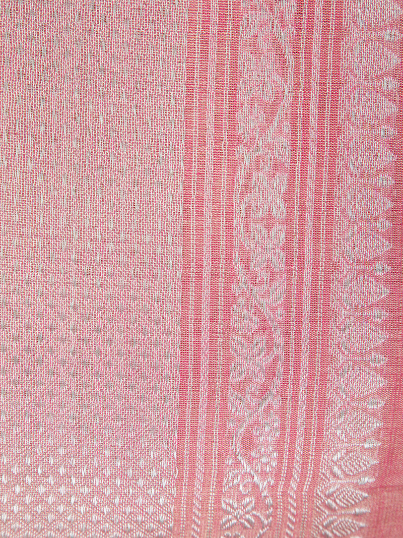 PinkLoom Women's Pink Silk Kanjeevaram  Saree