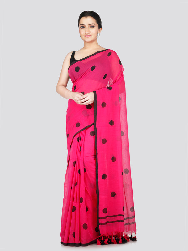 PinkLoom Women's Pink Cotton Saree