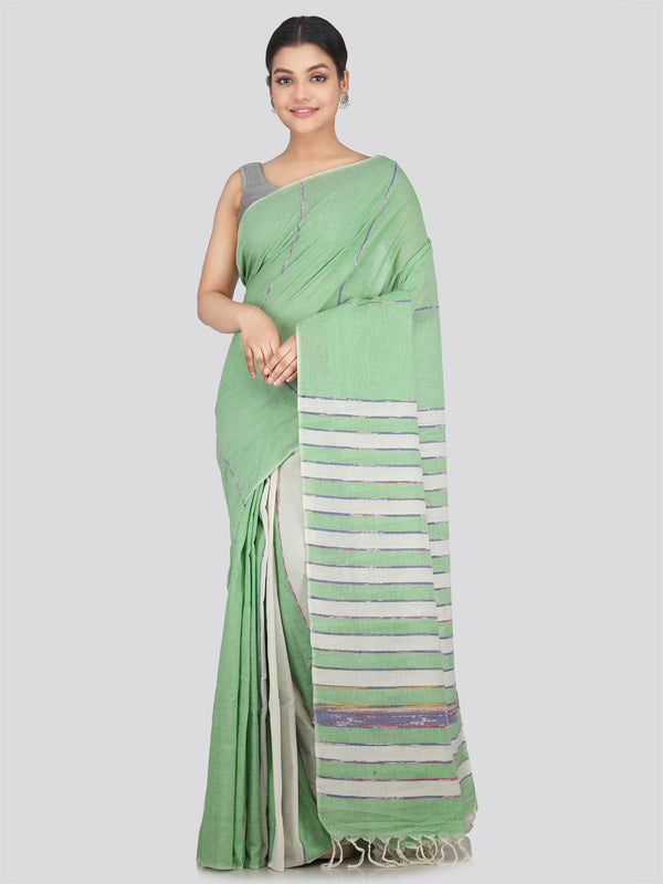 PinkL oom Women's Cotton Khesh Saree With Unstitched Blouse Piece