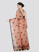 PinkLoom Women's Peach Cotton Saree